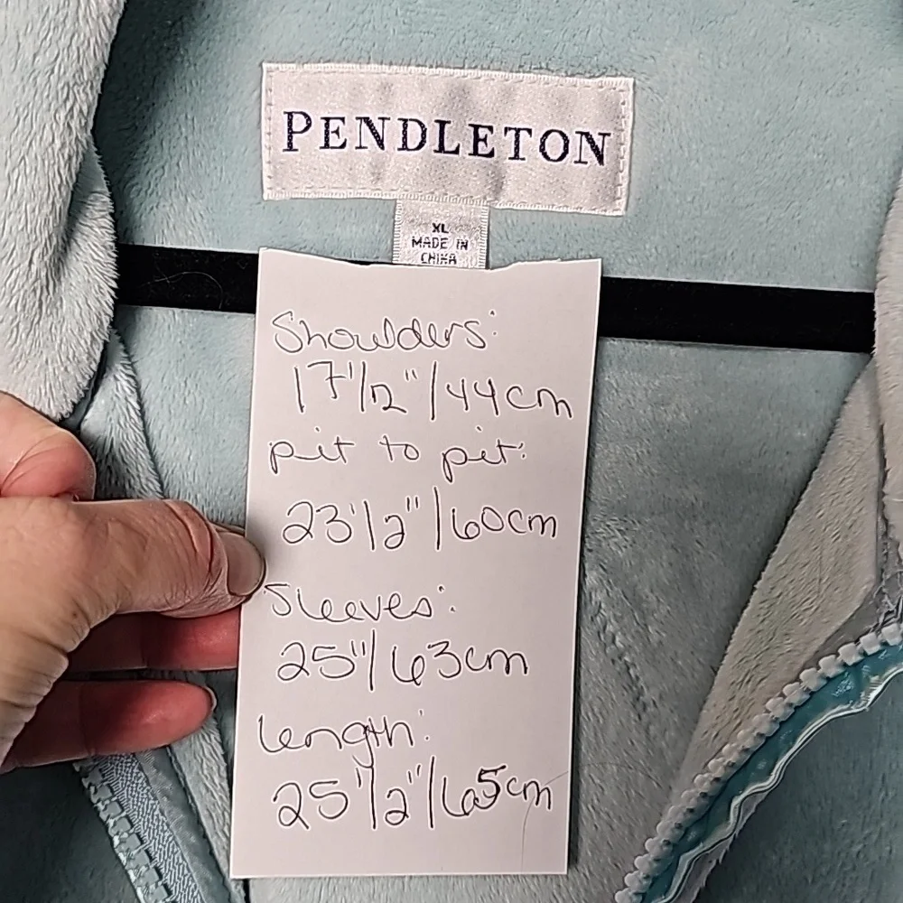 Pendleton XL fuzzy fleece jacket, aquamarine teal - Picture 2 of 16